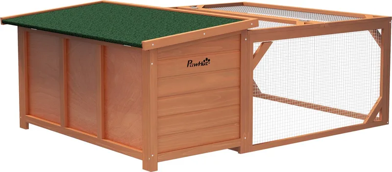 Konijnenhok - met te openen Asfaltdak - Dennenhout by PawHut in Orange – product photo
