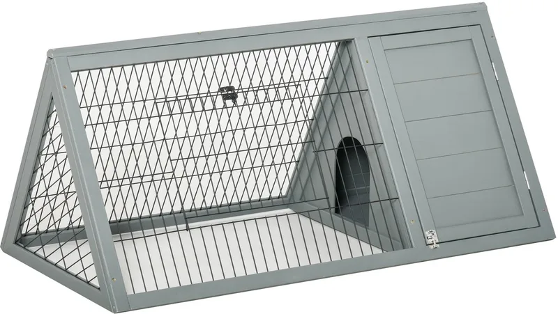 Konijnenhok - Vurenhout - 116x62,2x52,5cm de PawHut en Gris – photo produit