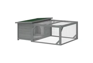 Konijnenhok-Vurenhout-125,5L x 100B x 49H cm-Grijs by PawHut in Grey – product photo 2 of 5