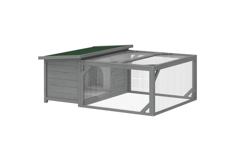Konijnenhok-Vurenhout-125,5L x 100B x 49H cm-Grijs by PawHut in Grey – product photo 2 of 5
