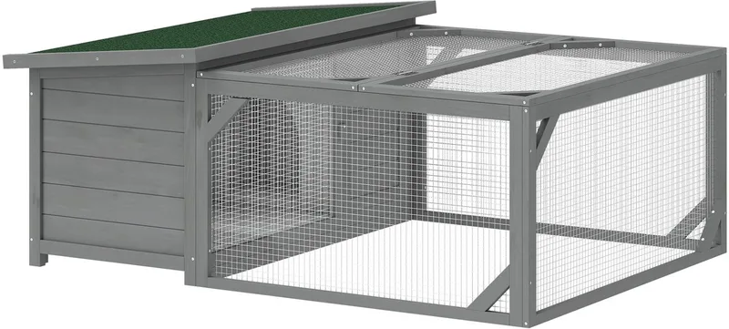Konijnenhok-Vurenhout-125,5L x 100B x 49H cm-Grijs by PawHut in Grey – product photo 1 of 5