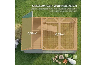 Konijnenhok-Vurenhout-125,5L x 100B x 49H cm-Grijs by PawHut in Grey – product photo 4 of 5