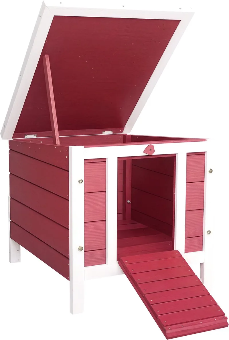 Konijnenhok - Vurenhout - 51x42x43cm de PawHut en Rouge – photo produit