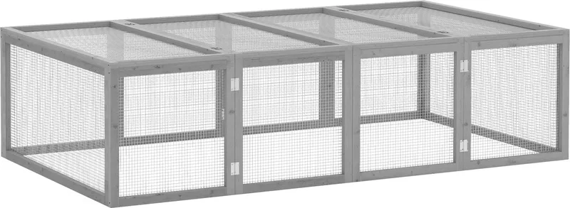 Konijnenhok Vurenhout L181 x B100 x H48 cm de PawHut en Gris – photo produit
