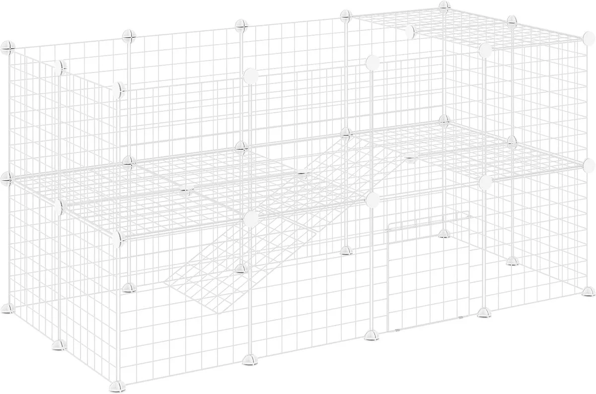 Kooi voor Kleine Dieren - Staal - 146x73x73cm - Wit van PawHut in Wit – productfoto