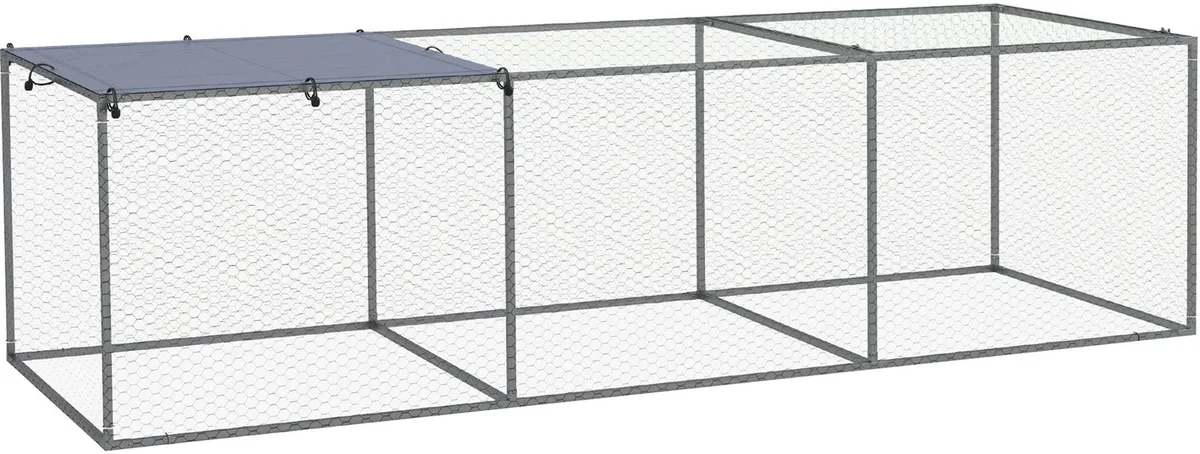 Kooi voor Kleine Dieren - Staal - 296x100x80cm - Zilver van PawHut – productfoto