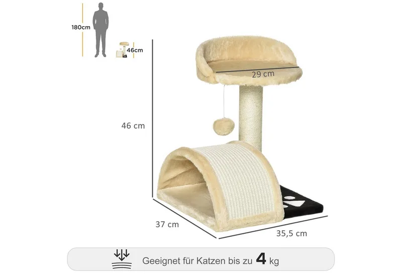 Krabboom met speelballen kattenkrabboom krabpaal sisaltouw D30-033-1 von PawHut in Beige – Produktfoto 3 von 5