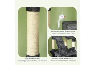 Krabpaal - 3 liggende oppervlakken - met 2 huizen von PawHut in Grau – Produktfoto 5 von 5