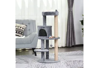 Krabpaal 4 verdiepingen tellende klimboom met sisalzuilen luxe pluche D30-274 by PawHut in Grey – product photo 2 of 5