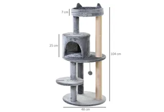 Krabpaal 4 verdiepingen tellende klimboom met sisalzuilen luxe pluche D30-274 by PawHut in Grey – product photo 4 of 5