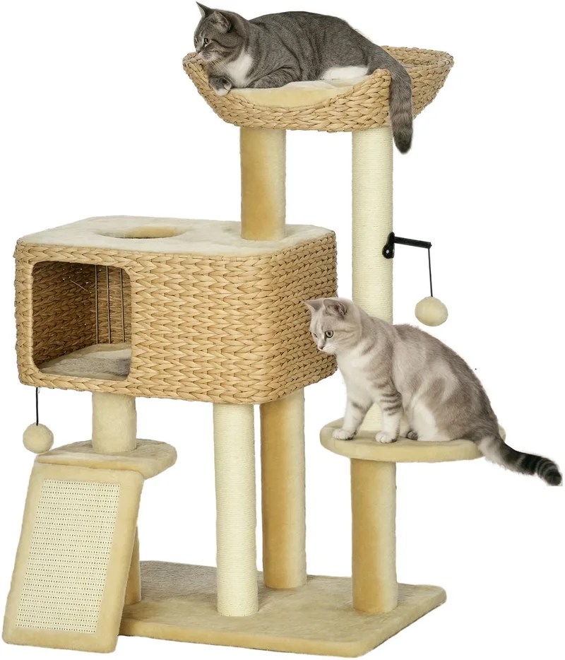 krabpaal - 9 voor katten tot 6 kg - 60x40x98H cm de PawHut en Beige – photo produit