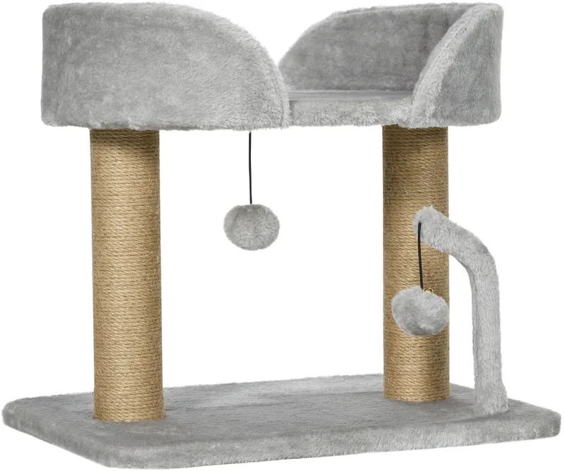 Krabpaal - Katten - Krabpaal Voor Katten - Kat Speelgoed - Krabpaal Hout - Krabpaal Kat - Kat - Huisdier - Huisdieren - Kattenboom - Kattenboomtoren by PawHut in Grey – product photo