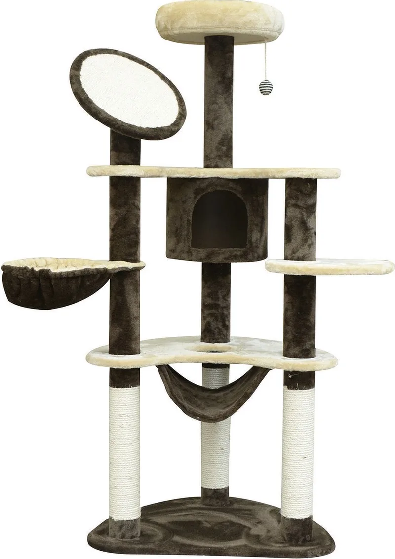 Krabpaal kattenboom krabpaal voor katten kat klimboom sisal pilaren D2-0027 de PawHut en Roomwit, Koffiebruin – photo produit 1 sur 5