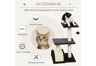 Krabpaal kattenboom met krabplank zacht kussen pluche sisal grijs D30-351 by PawHut in Dark grey, Beige – product photo 4 of 5