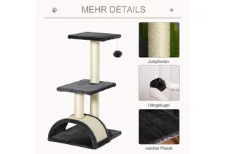 Krabpaal kattenboom met krabplank zacht kussen pluche sisal grijs D30-351 by PawHut in Dark grey, Beige – product photo 5 of 5