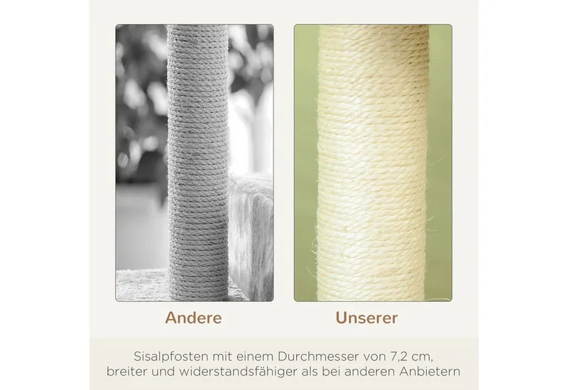 Krabpaal kattenkrabpaal met sisalpalen kattenboom D30-045 de PawHut en Beige – photo produit 5 sur 5
