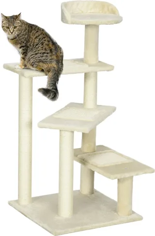 Krabpaal kattenkrabpaal met sisalpalen kattenboom D30-045 de PawHut en Beige – photo produit 1 sur 5
