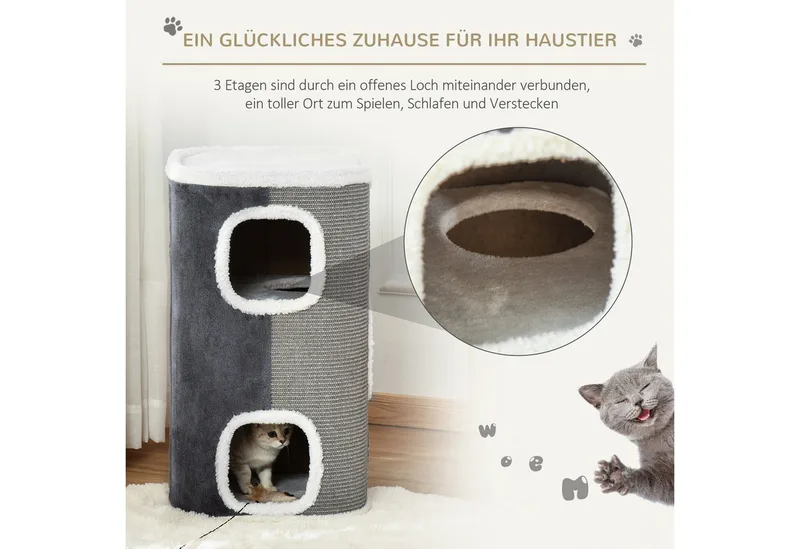 Krabpaal met 3 verdiepingen D30-423 by PawHut in Multicolour – product photo 4 of 5