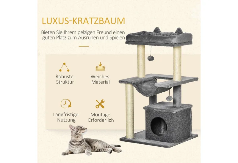 krabpaal met grot D30-491 by PawHut in Grey – product photo 4 of 5