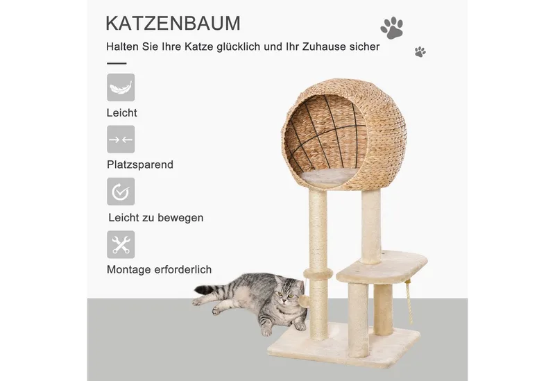 krabpaal - met kattengrot by PawHut in Beige – product photo 4 of 5