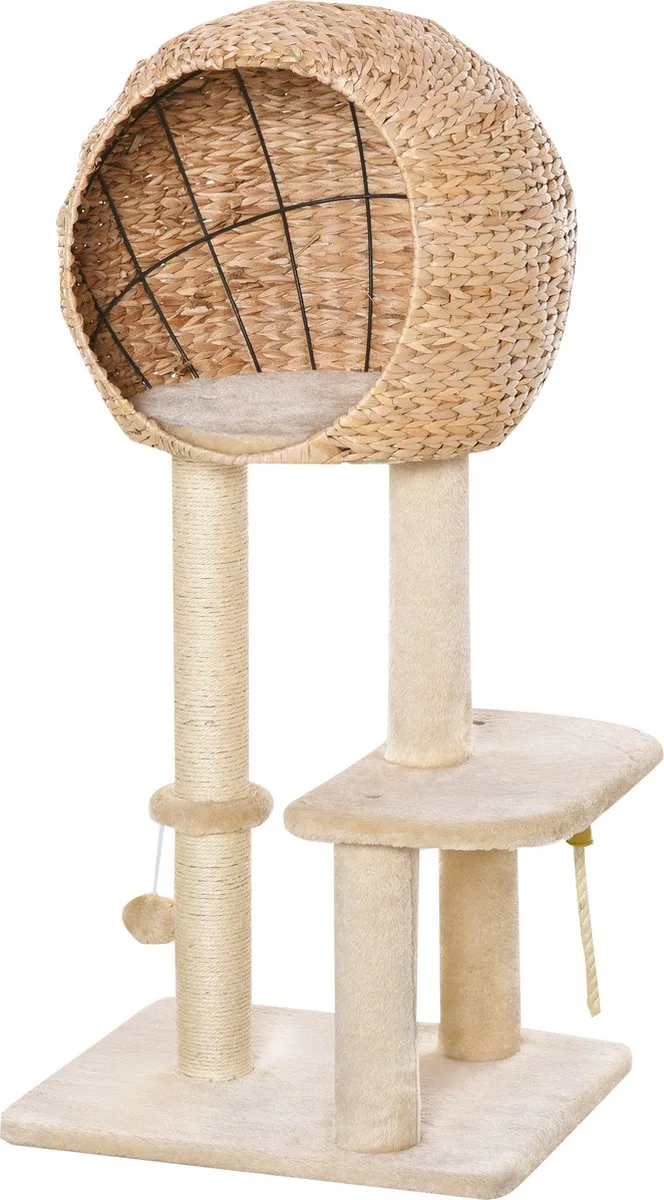 krabpaal - met kattengrot by PawHut in Beige – product photo 1 of 5