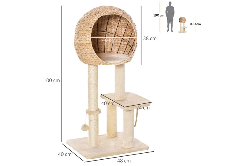 krabpaal - met kattengrot by PawHut in Beige – product photo 3 of 5
