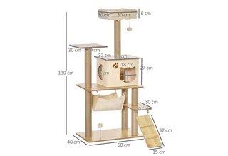 Krabpaal met kattenhol D30-367 fra PawHut i Gul – produktbillede 5 af 5