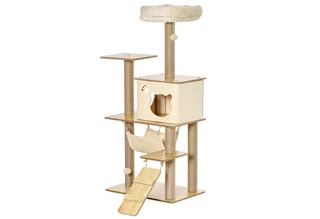 Krabpaal met kattenhol D30-367 fra PawHut i Gul – produktbillede 2 af 5