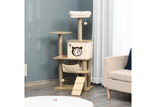 Krabpaal met kattenhol D30-367 fra PawHut i Gul – produktbillede 3 af 5