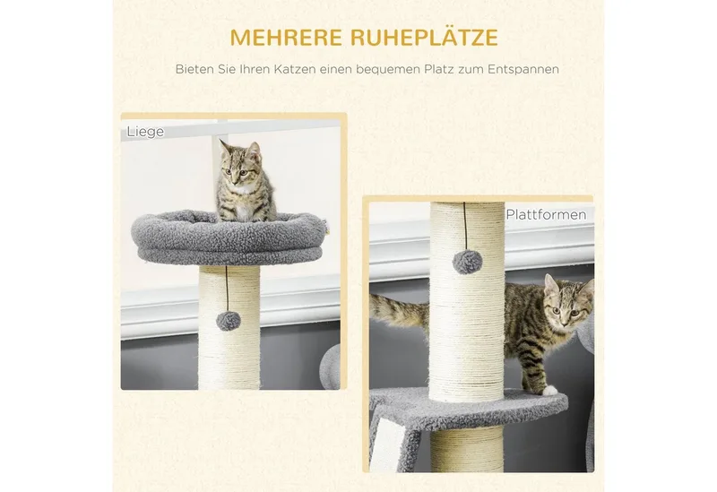 Krabpaal met krabplank D30-552V00 de PawHut en Gris, Naturel – photo produit 4 sur 5