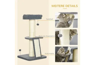 Krabpaal met krabplank D30-552V00 de PawHut en Gris, Naturel – photo produit 5 sur 5