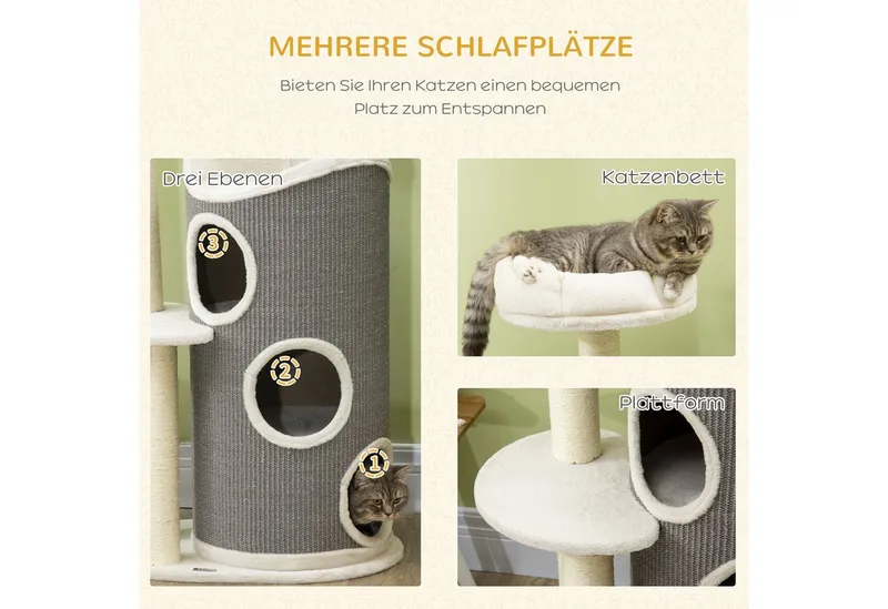 Krabpaal met krabton D30-547V00 by PawHut in Grey, Natural – product photo 5 of 5