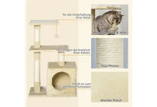Krabpaal met sisal krabpaal met kattenspeelgoed pluche hoogte 80 cm D30-285 de PawHut en Beige – photo produit 5 sur 5