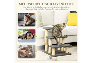 krabpaal met speelbal D30-610V00 de PawHut en Gris, Naturel – photo produit 4 sur 5