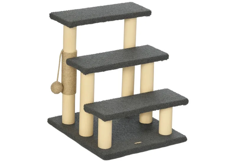 krabpaal met speelbal D30-610V00 de PawHut en Gris, Naturel – photo produit 2 sur 5