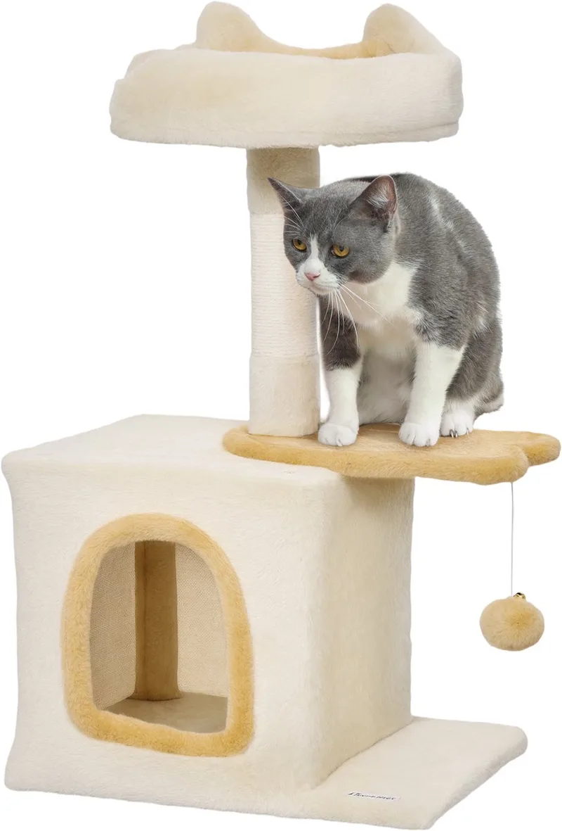 krabpaal - Spaanplaat - 40x30x72cm de PawHut en Beige – photo produit