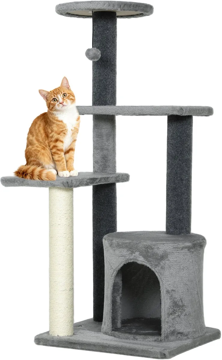 Krabpaal - Spaanplaat, Pluche - 45 x 40 x 103 cm by PawHut in Grey – product photo