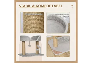 Krabpaal-Spaanplaat, Polyester-48L x 38B x 42H cm-Lichtgrijs de PawHut en Gris clair – photo produit 4 sur 5