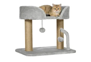Krabpaal-Spaanplaat, Polyester-48L x 38B x 42H cm-Lichtgrijs de PawHut en Gris clair – photo produit 2 sur 5