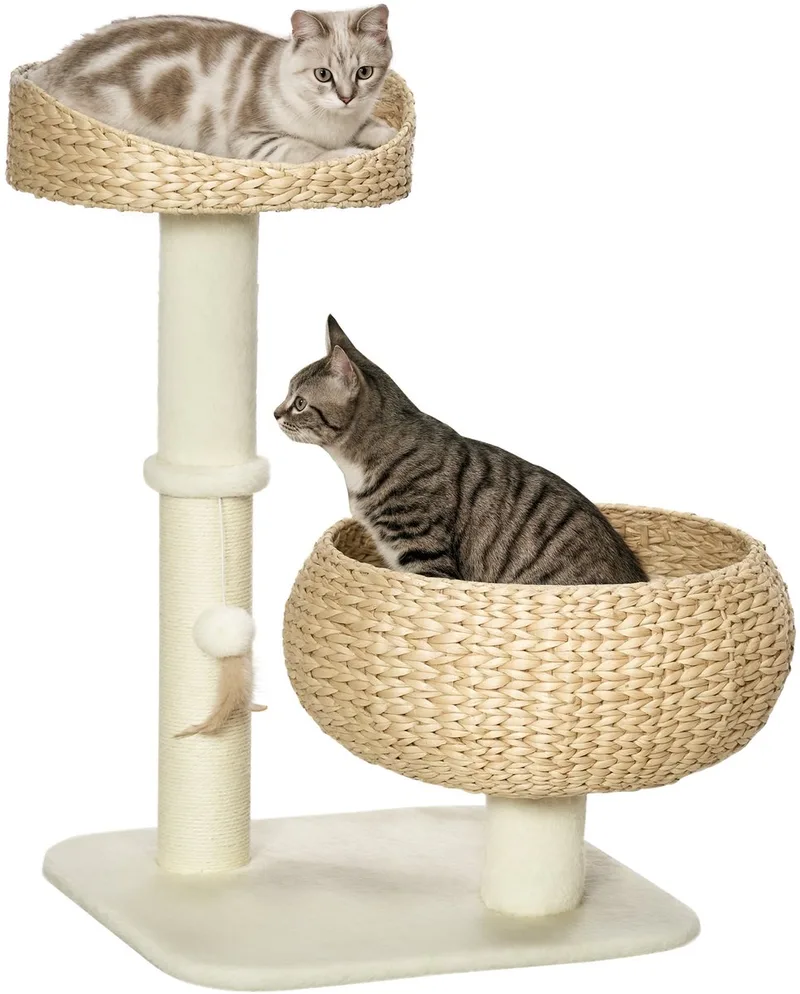 krabpaal van spaanplaat - 48x48x72cm von PawHut in Beige – Produktfoto