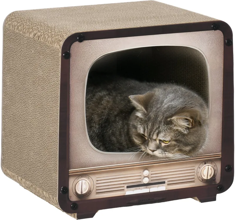 Krabpaal voor Katten - Golfkarton - 39x29x37cm by PawHut in Brown – product photo
