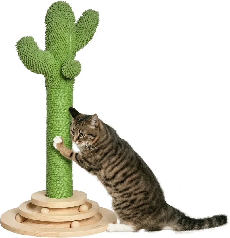 krabpaal voor katten - sisal - 32x32x60cm de PawHut en Vert – photo produit