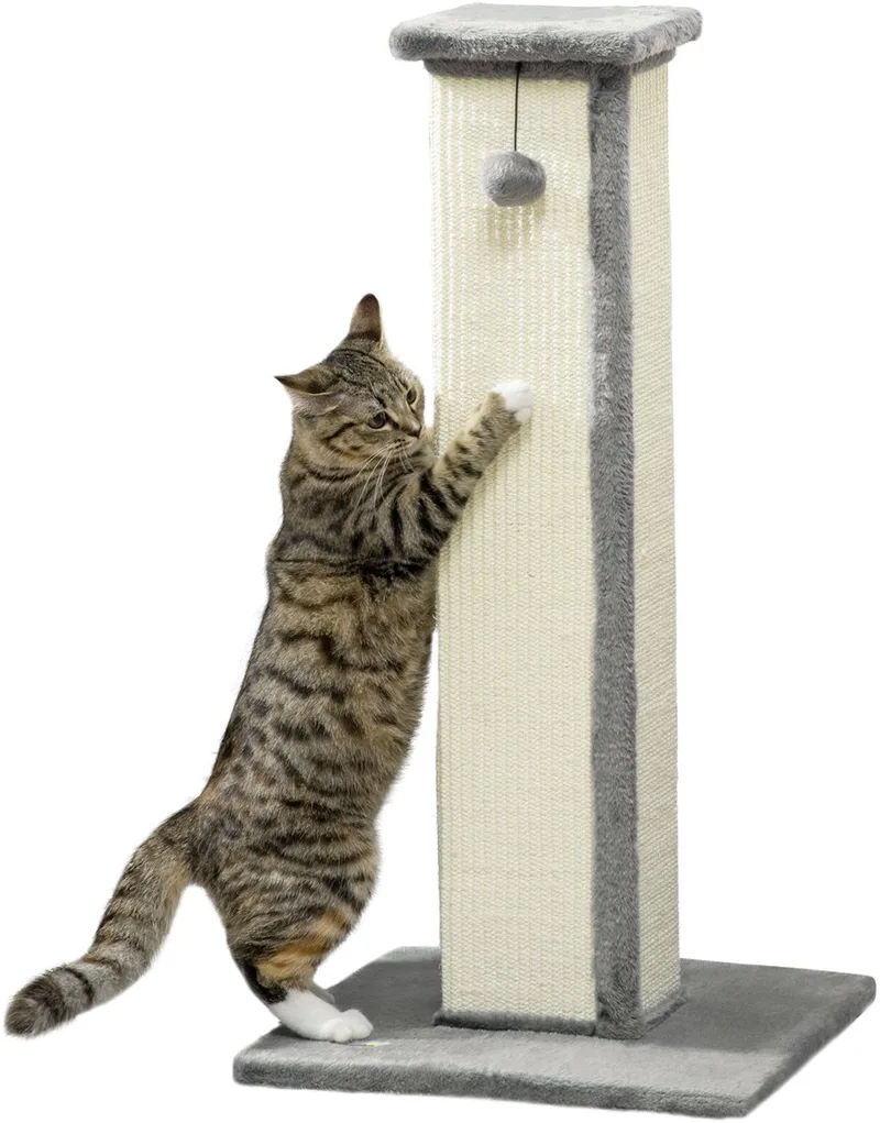 krabpaal voor katten - Sisal - 41x41x81cm - Grijs by PawHut – product photo