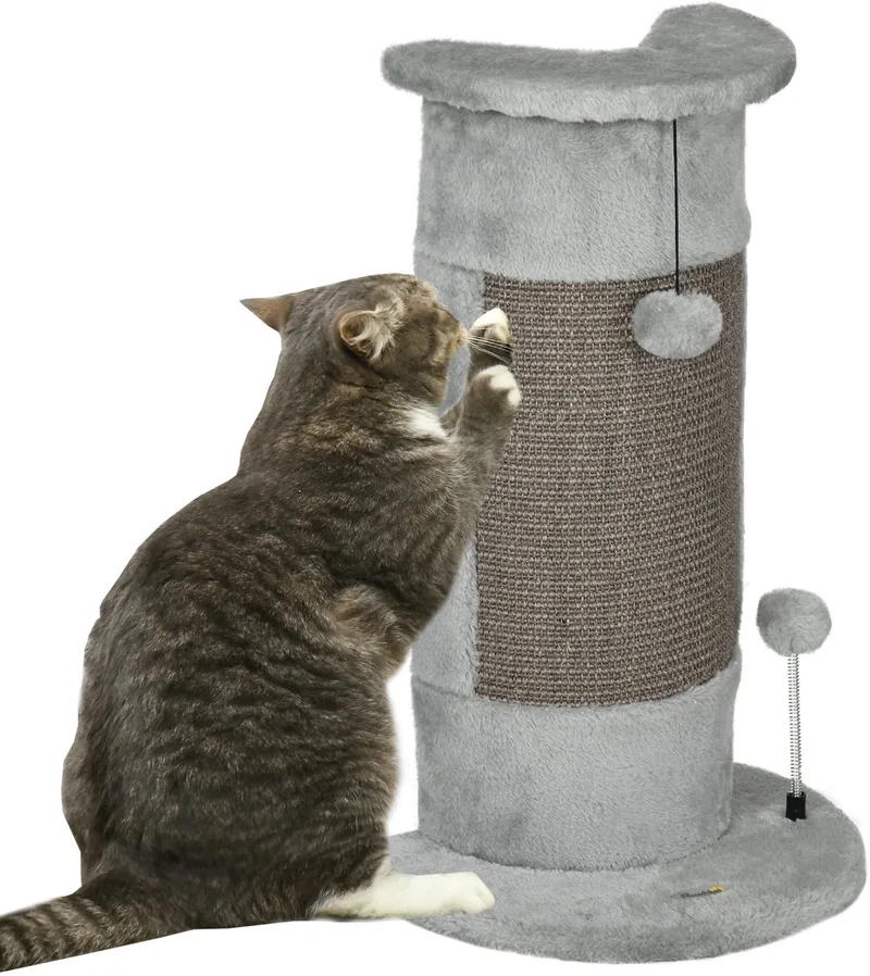 krabpaal - voor katten - spaanplaat - 34x25,5x58 cm de PawHut en Gris – photo produit