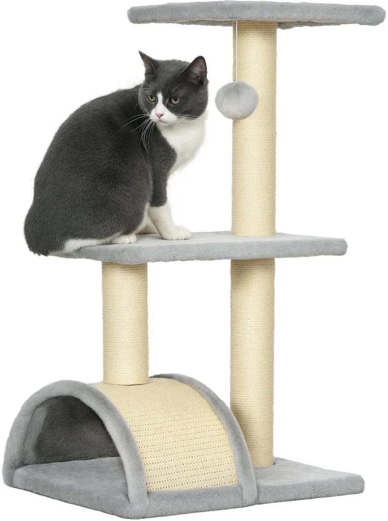 krabpaal voor katten - Spaanplaat - 40 x 35 x 72 cm - Lichtgrijs de PawHut – photo produit
