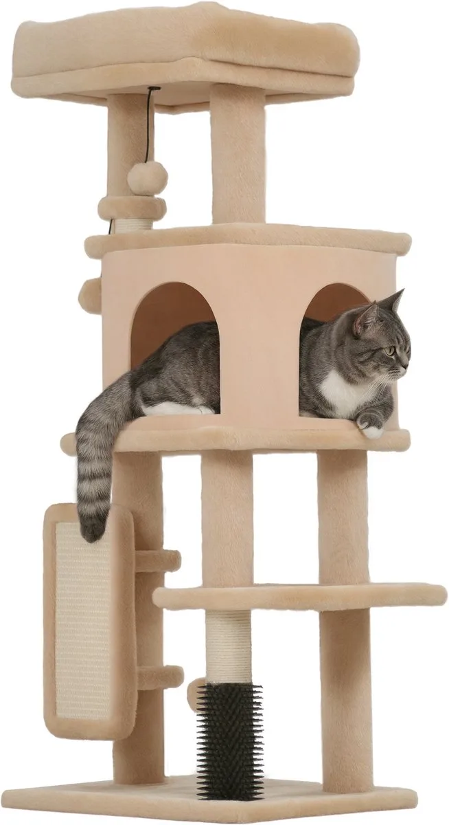 krabpaal voor katten - Spaanplaat - 44x34x104cm von PawHut in Beige – Produktfoto
