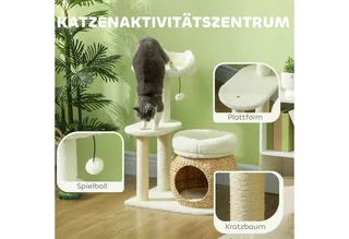 krabpaal - voor katten tot 5 kg - 60x40x79 cm fra PawHut i Crèmewit – produktbillede 4 af 5