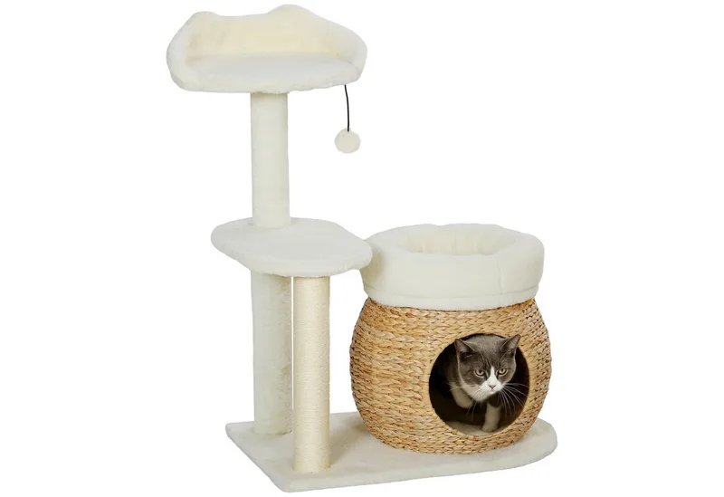krabpaal - voor katten tot 5 kg - 60x40x79 cm fra PawHut i Crèmewit – produktbillede 2 af 5
