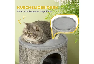 Krabton met 3 grotten D30-535V00 de PawHut en Gris – photo produit 5 sur 5