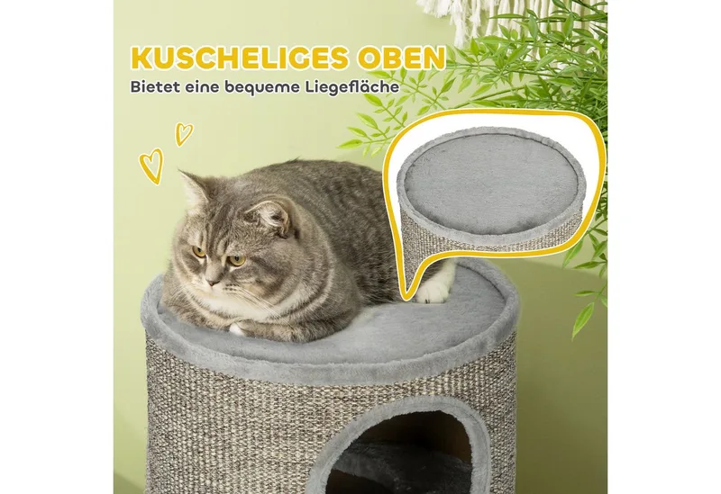 Krabton met 3 grotten D30-535V00 de PawHut en Gris – photo produit 5 sur 5